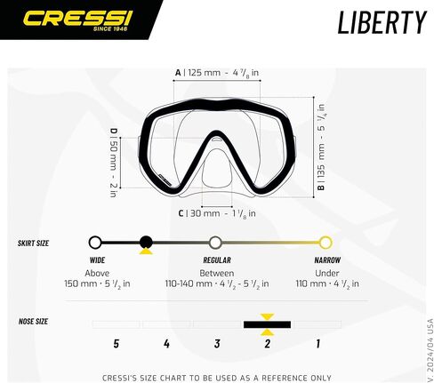 Cressi Perfect View Scuba Diving, Snorkeling Mask in Pure Comfortable Silicone - Available with Different Panoramic Lenses - Liberty: Designed in Italy in Saudi Arabia