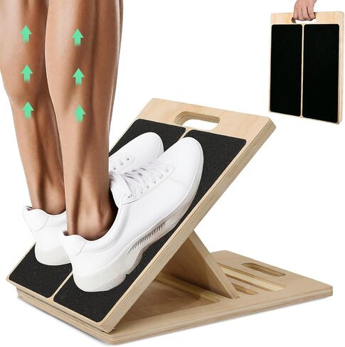 Portable Slant Board for Calf Stretching, 350 Lbs Weight Capacity, Adjustable Wooden Incline Board for Calf Stretcher, Physical Therapy Equipment for Leg, Knees, Heel, Ankle in Kuwait