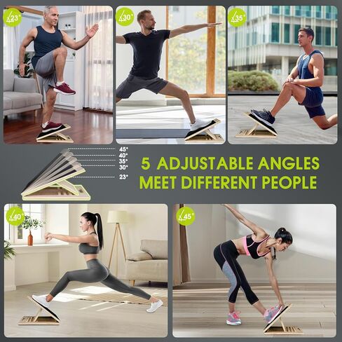 Portable Slant Board for Calf Stretching, 350 Lbs Weight Capacity, Adjustable Wooden Incline Board for Calf Stretcher, Physical Therapy Equipment for Leg, Knees, Heel, Ankle in Kuwait