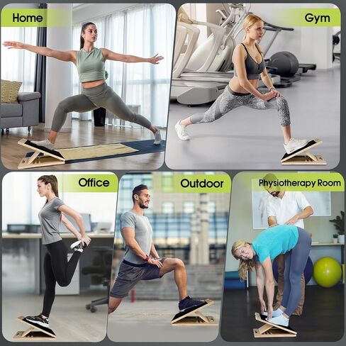 Portable Slant Board for Calf Stretching, 350 Lbs Weight Capacity, Adjustable Wooden Incline Board for Calf Stretcher, Physical Therapy Equipment for Leg, Knees, Heel, Ankle in Kuwait