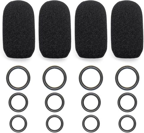 4-Pack Mic Foam Covers Compatible with CARDO PACKTALK EDGEPHONES, Spirit Motorcycle Headset, Cardo Packtalk/Freecom/Smart Hybrid Microphone + 12 O-Rings in 3 Sizes - Windscreen Pop Filter in Kuwait