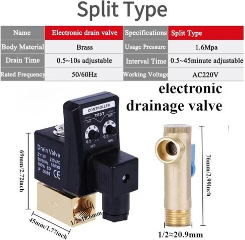 G1/2 DN15 230V Automatic Timed Water Electronic Timed Drain Valve for Air Compressor Condensate Management(230V) in Saudi Arabia