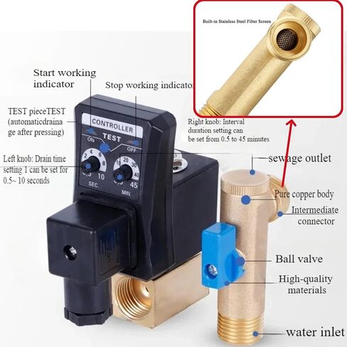 G1/2 DN15 230V Automatic Timed Water Electronic Timed Drain Valve for Air Compressor Condensate Management(230V) in Saudi Arabia