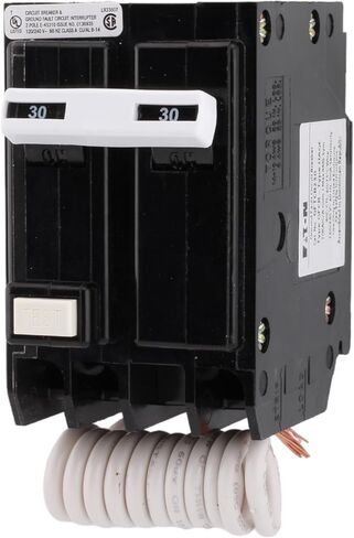 Cutler-Hammer GFTCB230 30 أمبير قاطع دائرة GFCI Double Pole ، مغناطيسي حراري ، 120/240 فولت ، 10KAIC ، المكونات الإضافية ، المدرجة في UL (1) in Saudi Arabia