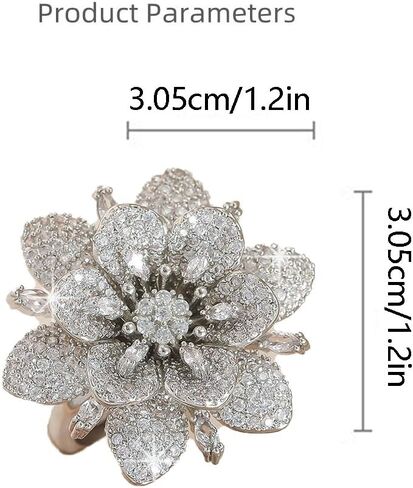 خاتم زهرة راينستون مزدوج الطبقات للنساء Zirconia هندسة عباد الشمس التفاف إصبع شريط الإصبع قابلة للتعديل حلقات حلقات الخطوبة المجوهرات in Kuwait