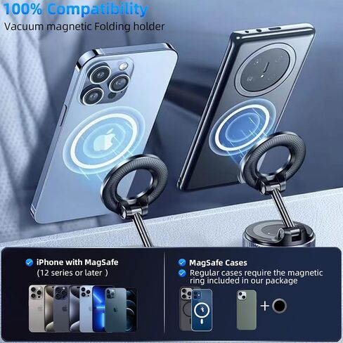 Magnetic Phone Holder for Car – 78+ LBS Vacuum Suction Cup Mount for MagSafe,360° Adjustable Cell Phone Holder for All Smartphones & All Car Models in Saudi Arabia