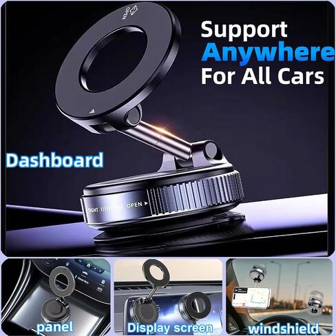 Magnetic Phone Holder for Car – 78+ LBS Vacuum Suction Cup Mount for MagSafe,360° Adjustable Cell Phone Holder for All Smartphones & All Car Models in Saudi Arabia