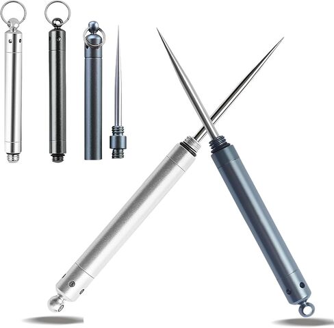 Portable Steel Toothpicks,Aerospace-Grade aluminum alloy Toothpicks Holder Reusable Pocket Metal Toothpick bolt action design Keychain Telescopic Toothpicks(3 Pieces) in Saudi Arabia