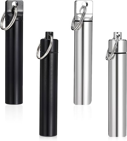 4 pcs Pocket Toothpick Holder, Travel Toothpick Holder,Zinc Alloy Toothpick Holder Pocket with Keychain, Fit for Storage Toothpicks Needle Bead Ear Pick Small Object Women Men in Saudi Arabia