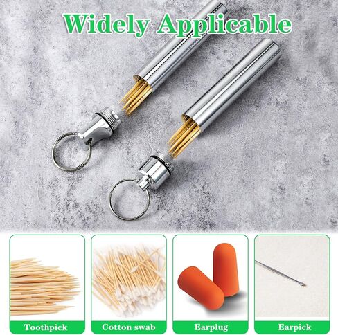 4 pcs Pocket Toothpick Holder, Travel Toothpick Holder,Zinc Alloy Toothpick Holder Pocket with Keychain, Fit for Storage Toothpicks Needle Bead Ear Pick Small Object Women Men in Saudi Arabia