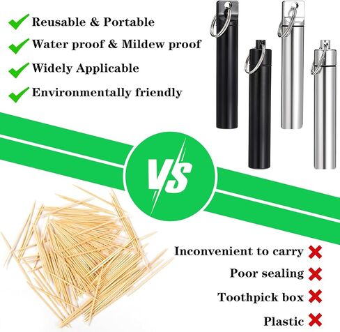 4 pcs Pocket Toothpick Holder, Travel Toothpick Holder,Zinc Alloy Toothpick Holder Pocket with Keychain, Fit for Storage Toothpicks Needle Bead Ear Pick Small Object Women Men in Saudi Arabia