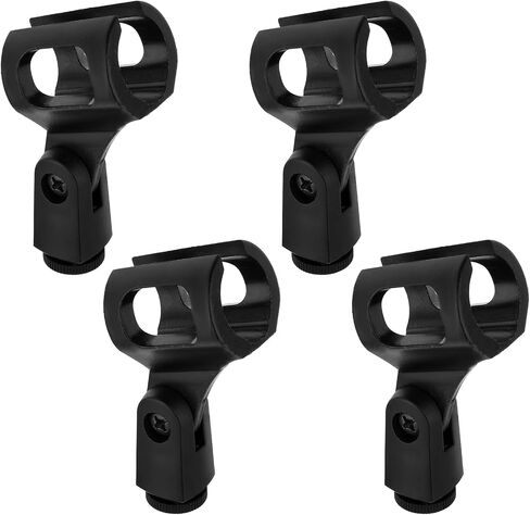 4 PCS Microphone Holder, Adjustable Angle Mic Holder Clip for Stand Rubber Flexible Microphone Clip Black Wireless Mic Holders Clamp for Mics Stand Handheld Microphones Recording Condenser Microphones in Saudi Arabia