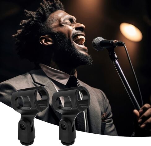 4 PCS Microphone Holder, Adjustable Angle Mic Holder Clip for Stand Rubber Flexible Microphone Clip Black Wireless Mic Holders Clamp for Mics Stand Handheld Microphones Recording Condenser Microphones in Saudi Arabia