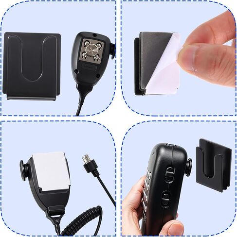 شماعات ميكروفون راديو 2pcs مع ظهر لاصق ، حامل MIC CB ، شماعات ميكروفون للسيارات المعدنية السود in Saudi Arabia