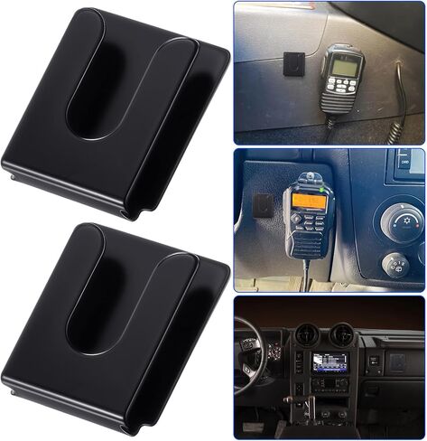 شماعات ميكروفون راديو 2pcs مع ظهر لاصق ، حامل MIC CB ، شماعات ميكروفون للسيارات المعدنية السود in Saudi Arabia