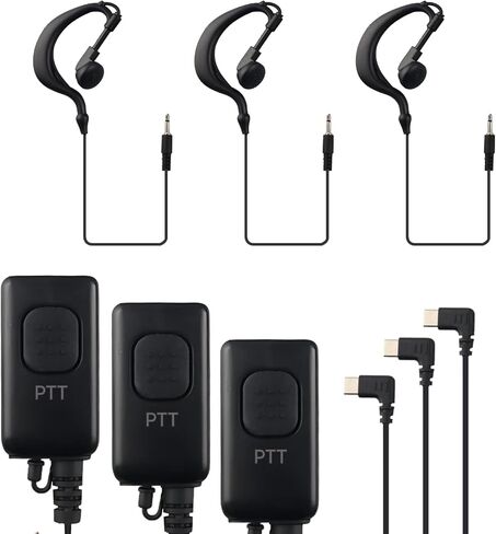Pack of 3X Tube & 3X PTT - Flex USB C Earpiece with PTT Button and Mic. Compatible MS Teams, Zello, and Other Walkie Talkie Apps on Android/iOS Smartphone. in Saudi Arabia