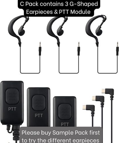 Pack of 3X Tube & 3X PTT - Flex USB C Earpiece with PTT Button and Mic. Compatible MS Teams, Zello, and Other Walkie Talkie Apps on Android/iOS Smartphone. in Saudi Arabia