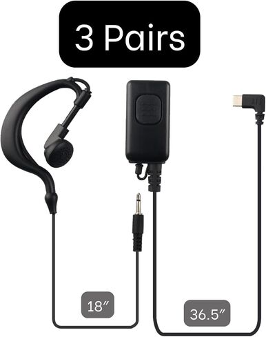 Pack of 3X Tube & 3X PTT - Flex USB C Earpiece with PTT Button and Mic. Compatible MS Teams, Zello, and Other Walkie Talkie Apps on Android/iOS Smartphone. in Saudi Arabia