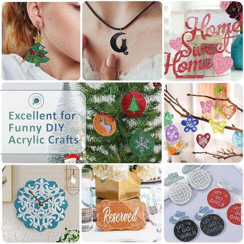 Glitter Acrylic Sheets Bulk, MAPRIAL 10Pcs 8 x 8 x 1/8" Thick Acrylic Sheet for Laser Cutting, Engraving Material, Signs, Pet Tags, Jewelry, Home Decor, Photo Frames, DIY Crafts Decoration in Kuwait