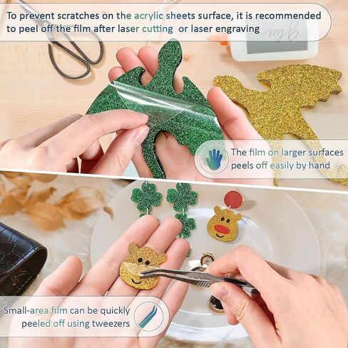 Glitter Acrylic Sheets Bulk, MAPRIAL 10Pcs 8 x 8 x 1/8" Thick Acrylic Sheet for Laser Cutting, Engraving Material, Signs, Pet Tags, Jewelry, Home Decor, Photo Frames, DIY Crafts Decoration in Kuwait