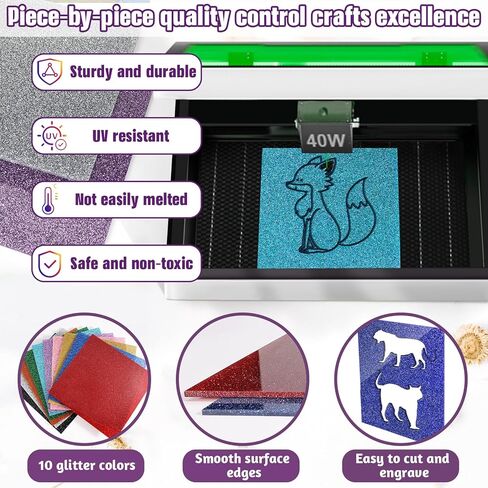 Glitter Acrylic Sheets Bulk, MAPRIAL 10Pcs 8 x 8 x 1/8" Thick Acrylic Sheet for Laser Cutting, Engraving Material, Signs, Pet Tags, Jewelry, Home Decor, Photo Frames, DIY Crafts Decoration in Kuwait