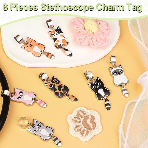 7 pcs Stethoscope Charm Tag for MDF Littmann, Cute Cat Personalized Adjustable Stethoscope Charms Accessories Fit for Nurse, Doctor, Medical Workers in Saudi Arabia