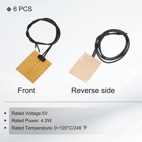 MECCANIXITY 6pcs Heater Film Heating Plate, 4.2W 5V Polyimide Heat Pad Adhesive PI Heater Elements Film 47mmx37mm Heater Strip for Constant Temperature in Saudi Arabia