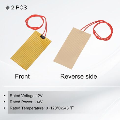 MECCANIXITY 2pcs Heater Film Heating Plate, 14W 12V Polyimide Heat Pad Adhesive PI Heater Elements Film 100mmx50mm Heater Strip for Constant Temperature in Saudi Arabia