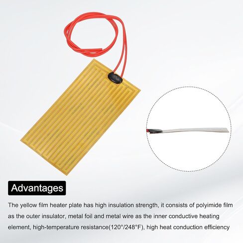 MECCANIXITY 2pcs Heater Film Heating Plate, 14W 12V Polyimide Heat Pad Adhesive PI Heater Elements Film 100mmx50mm Heater Strip for Constant Temperature in Saudi Arabia