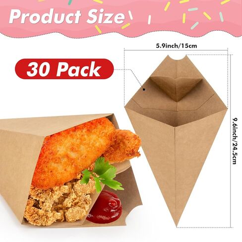 30 PCS يمكن التخلص من الكؤوس charcuterie - مقلاة فرنسية حامل الورق المخروطات كؤوس الوجبات الخفيفة عيد الفصح حامل البطاطس المقلية الفرنسية مع كأس الغمس لخواتم البصل حلوى الفشار للحفلة in Kuwait