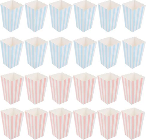 Luozzy 24 PCS Pink Blue Stripcorn Boxes Paper for Movie Movie Snack Containers in Saudi Arabia