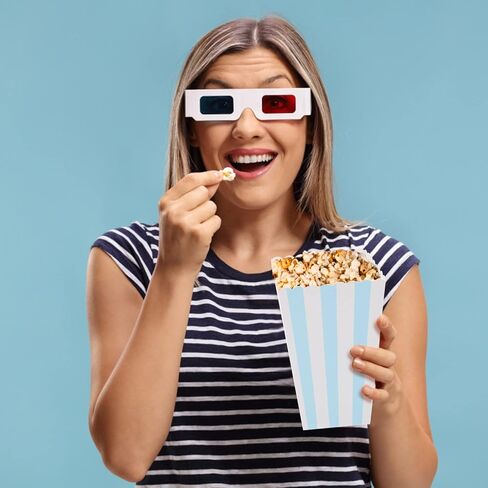 Luozzy 24 PCS Pink Blue Stripcorn Boxes Paper for Movie Movie Snack Containers in Saudi Arabia