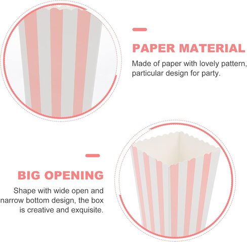 Luozzy 24 PCS Pink Blue Stripcorn Boxes Paper for Movie Movie Snack Containers in Saudi Arabia