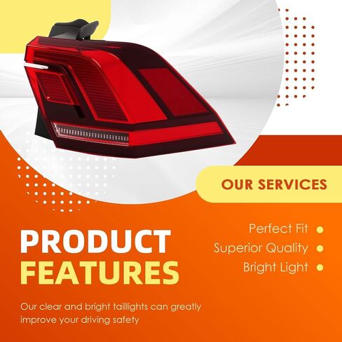 Outer Tail Light Assembly W/Bulbs & Harness Compatible with 2018-2023 Ti-guan Driver Side Rear Taillight Tail Lamp 5NN945095A VW2804126 (Left) in Saudi Arabia