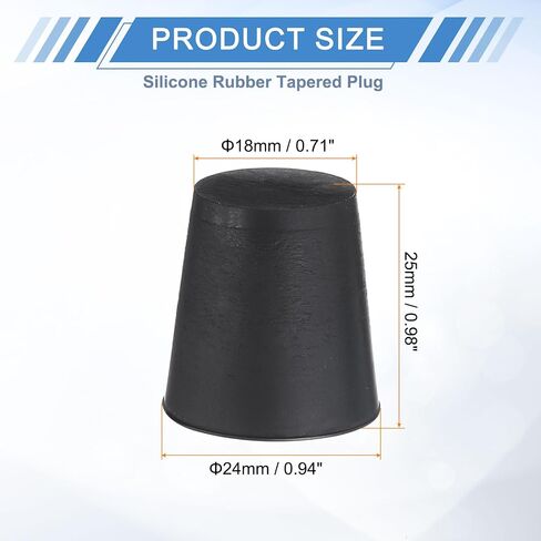 uxcell 6 pcs قابس مدبب من المطاط السيليكون ، من 10 مم إلى 15 ملم سدادات مطاطية صلبة عالية درجة حرارة عالية من السدادات السيليكون لمقابس الثقب ، الرش ، الطلاء ، حماية الطلاء ، الأسود ، 25 ملم in Saudi Arabia