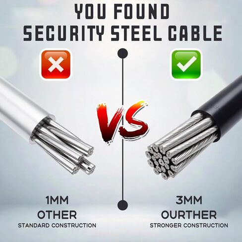 كابل من الفولاذ المقاوم للصدأ 6 عبوات مع حلقات 5.9 بوصة مع حلقات قطرها 3 مم كابلات حبل أمان مضفر من أمت in Kuwait