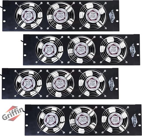 GRIFFIN 3U Rackmount Cooling Fan System (UltraQuiet X Edition) – Triple Exhaust Fans, Keep Studio Audio Equipment Gear Cool – Network IT Server Rails – DJ PA AMP Temperature Control Panel Cabinet in Saudi Arabia