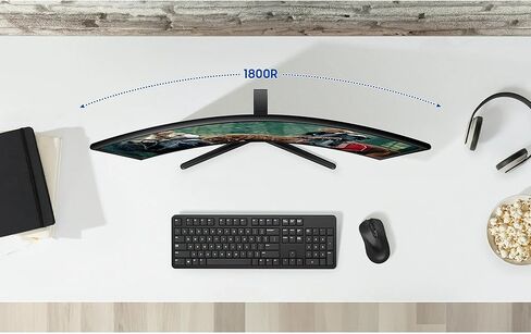 Samsung 27 "CF391 Series Monitor LED ، معدل تحديث 60 هرتز ، وقت استجابة 4 مللي ثانية ، تصميم إطار نحيف ، HDMI ، VGA ، Saver Eye ، DisplayPort ، White ، مع كابل HDMI in Kuwait