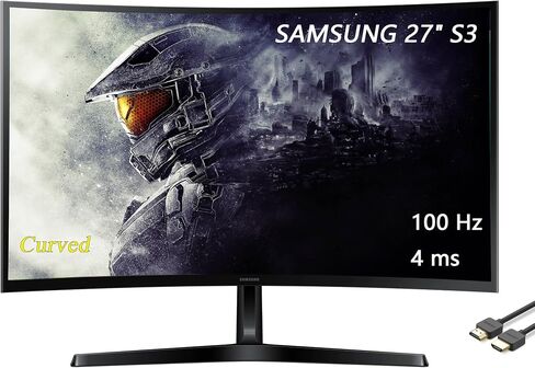 SAMSUNG 27" CF391 Series Curved LED Monitor, 60Hz Refresh Rate, 4ms Response Time, Slim Bezel Design, HDMI, VGA, Eye Saver, DisplayPort, White, with HDMI Cable in Saudi Arabia