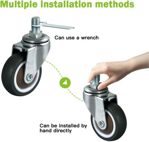 Swivel Caster Wheels Set of 4, M10 (Around 3/8") x 1" Threaded Stem Casters with 360 Degree No Noise Wheels, Heavy Duty Caster Wheel for Carts, Furniture, Dolly, Workbench (1.5 Inches Swivel) in Kuwait