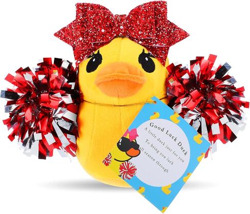 Lenwen Cheer Duck Plush مع Pom Poms Bow 8 بوصة بطة محشوة بالحيوان in Kuwait