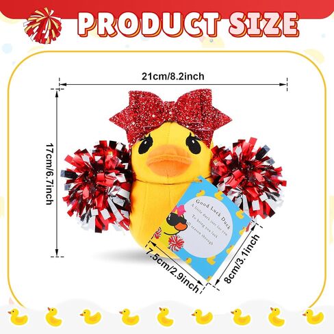 Lenwen Cheer Duck Plush مع Pom Poms Bow 8 بوصة بطة محشوة بالحيوان in Kuwait