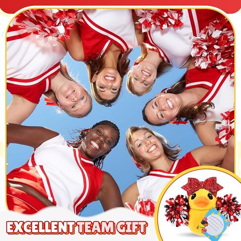 Lenwen Cheer Duck Plush مع Pom Poms Bow 8 بوصة بطة محشوة بالحيوان in Kuwait