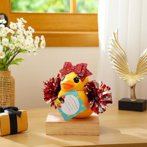 Lenwen Cheer Duck Plush مع Pom Poms Bow 8 بوصة بطة محشوة بالحيوان in Kuwait