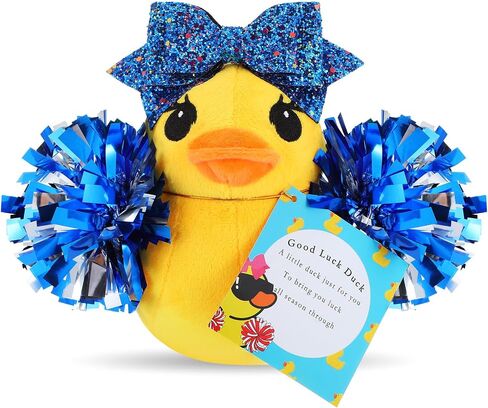 Lenwen Cheer Duck Plush مع Pom Poms Bow 8 بوصة بطة محشوة بالحيوان in Kuwait