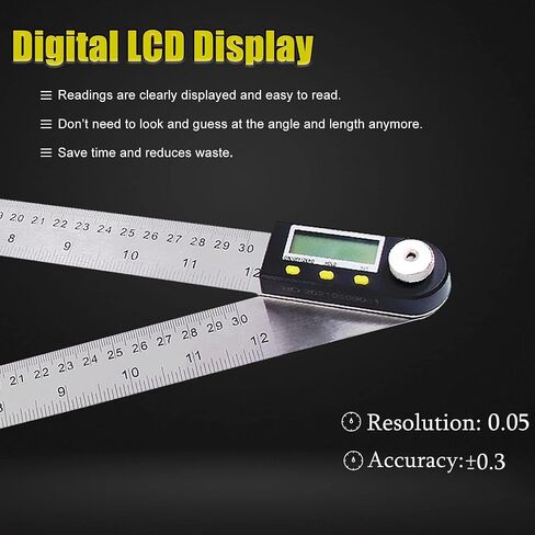 Delgada 12 inch/300mm Digital Angle Ruler and Stainless Steel Digital Angle Finder or Digital Protractor with Zeroing and Locking Function Battery Included in Saudi Arabia