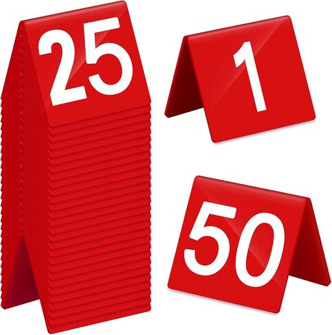 أرقام طاولة Tuanse 1-50 Acrylic Double Side Table Table Tents Restaurant Number Number Signs for Banquets حفلة حفل زفاف (أسود) in Kuwait