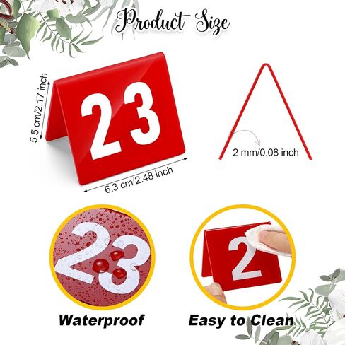 أرقام طاولة Tuanse 1-50 Acrylic Double Side Table Table Tents Restaurant Number Number Signs for Banquets حفلة حفل زفاف (أسود) in Kuwait