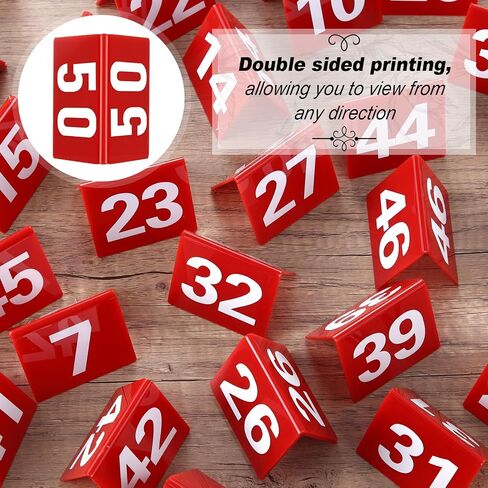أرقام طاولة Tuanse 1-50 Acrylic Double Side Table Table Tents Restaurant Number Number Signs for Banquets حفلة حفل زفاف (أسود) in Kuwait