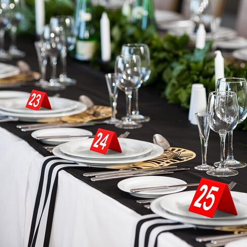 أرقام طاولة Tuanse 1-50 Acrylic Double Side Table Table Tents Restaurant Number Number Signs for Banquets حفلة حفل زفاف (أسود) in Kuwait